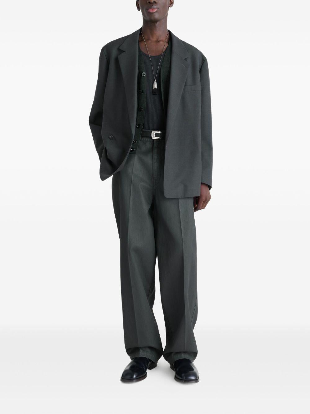 Soft Double Breasted Jacket - Coal Tropical Wool Blend JA1063LF414 BK996 COAL LEMAIRE