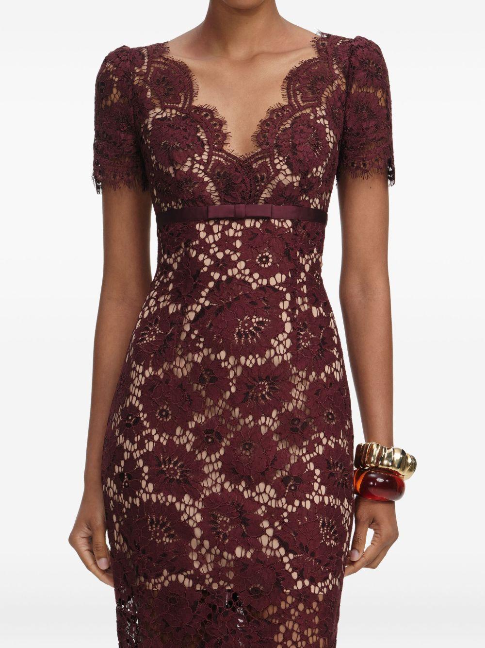 Burgundy Floral Lace Midi Dress AW25096MBU BURGUNDY SELF-PORTRAIT