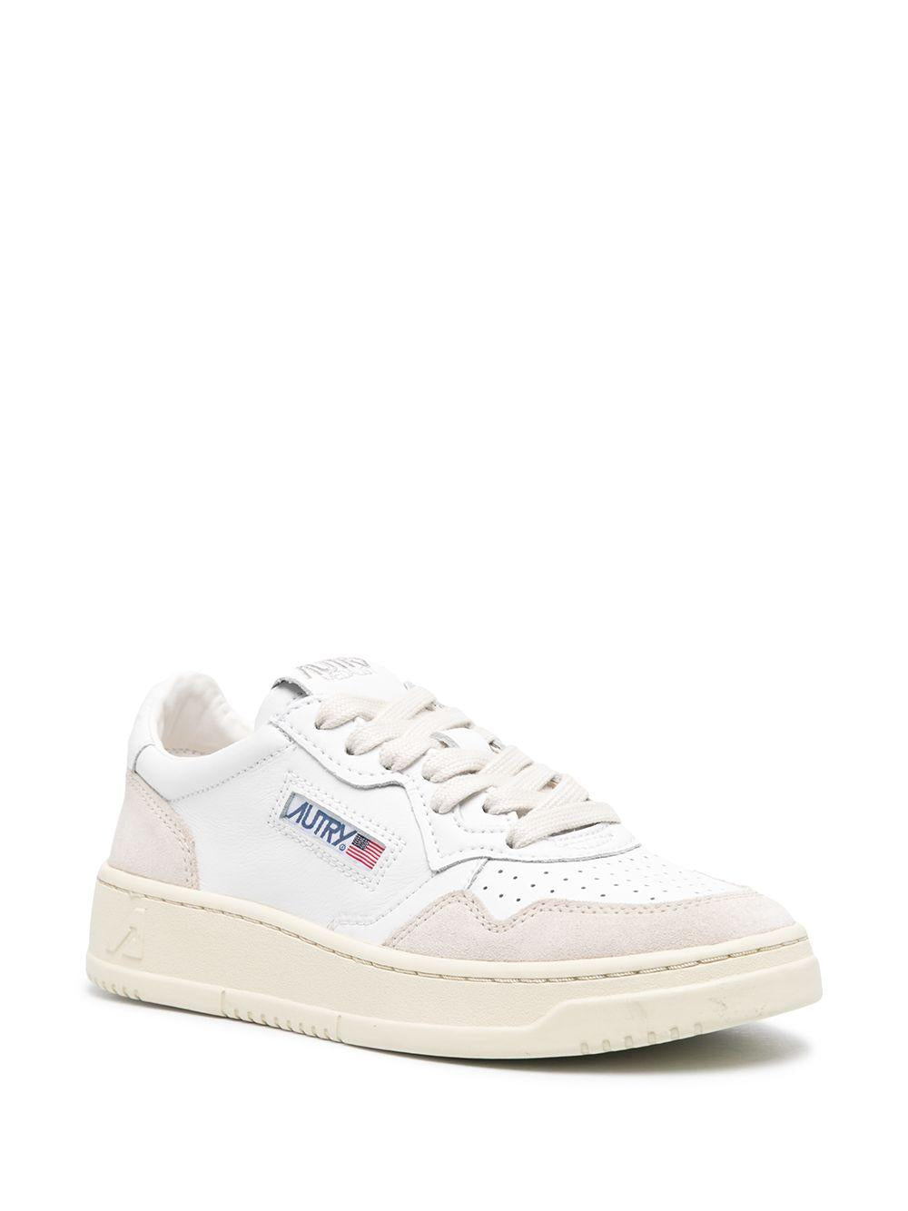 Sneakers Medalist Low in Pelle Bianca e Suede Beige AULWLS33 WHITE AUTRY
