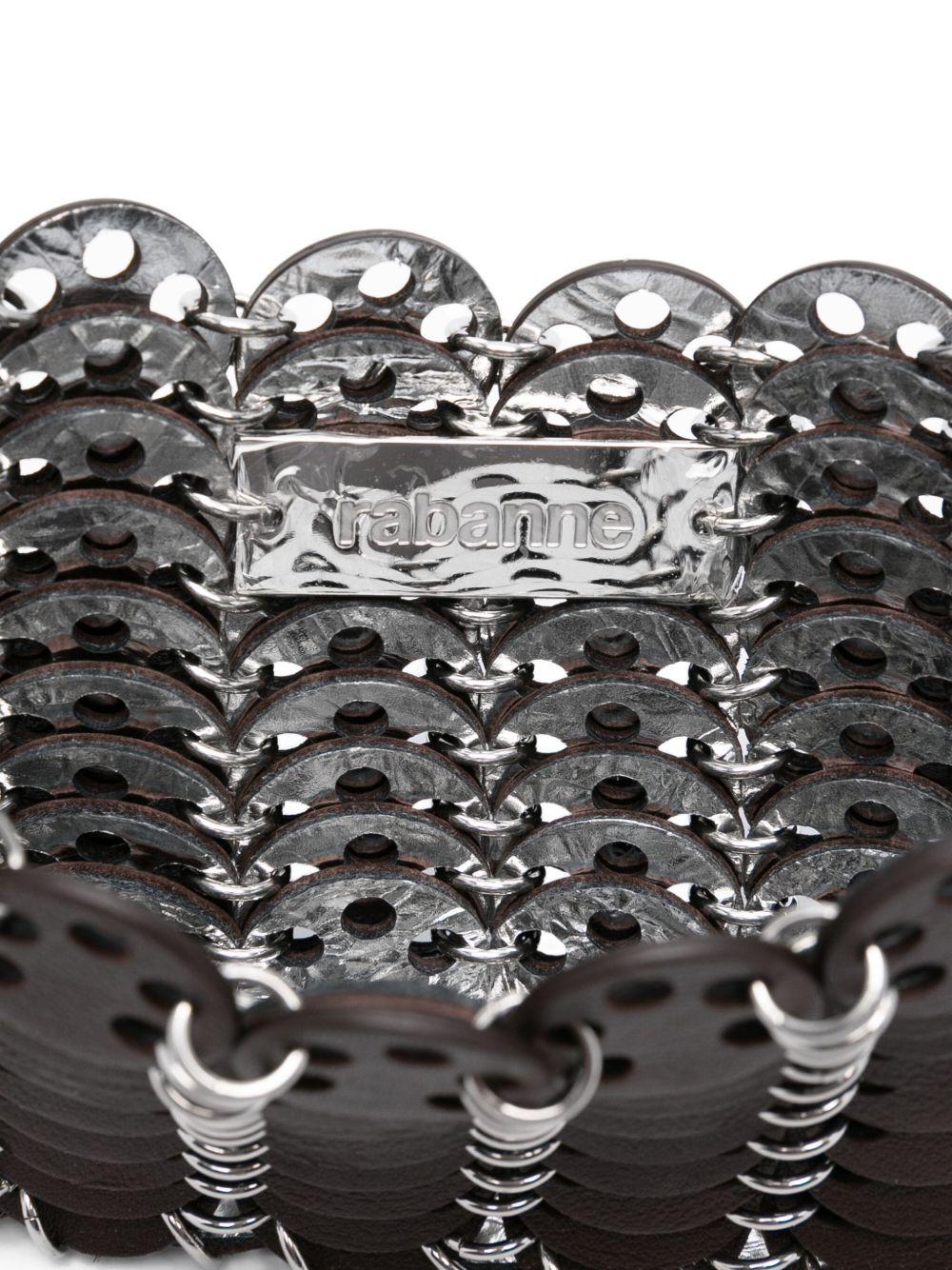 1969 Reversible Nano Flip Bag in Pelle 25ASS0508CLF257 M232 DARK BROWN SILVER RABANNE