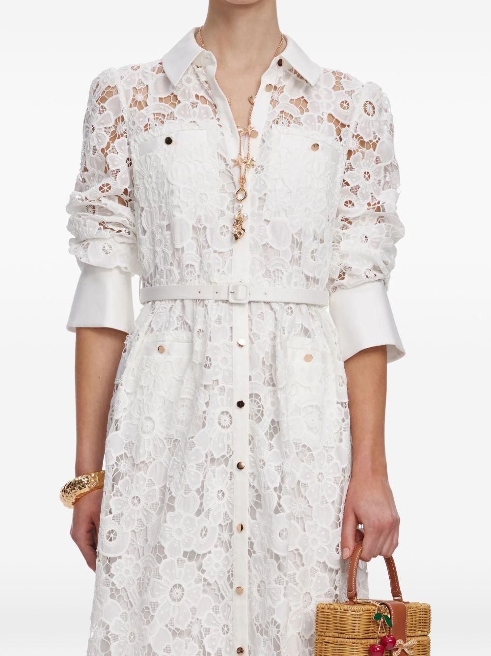 Abito Lungo Bianco con Colletto in Pizzo AC26028XW WHITE SELF-PORTRAIT