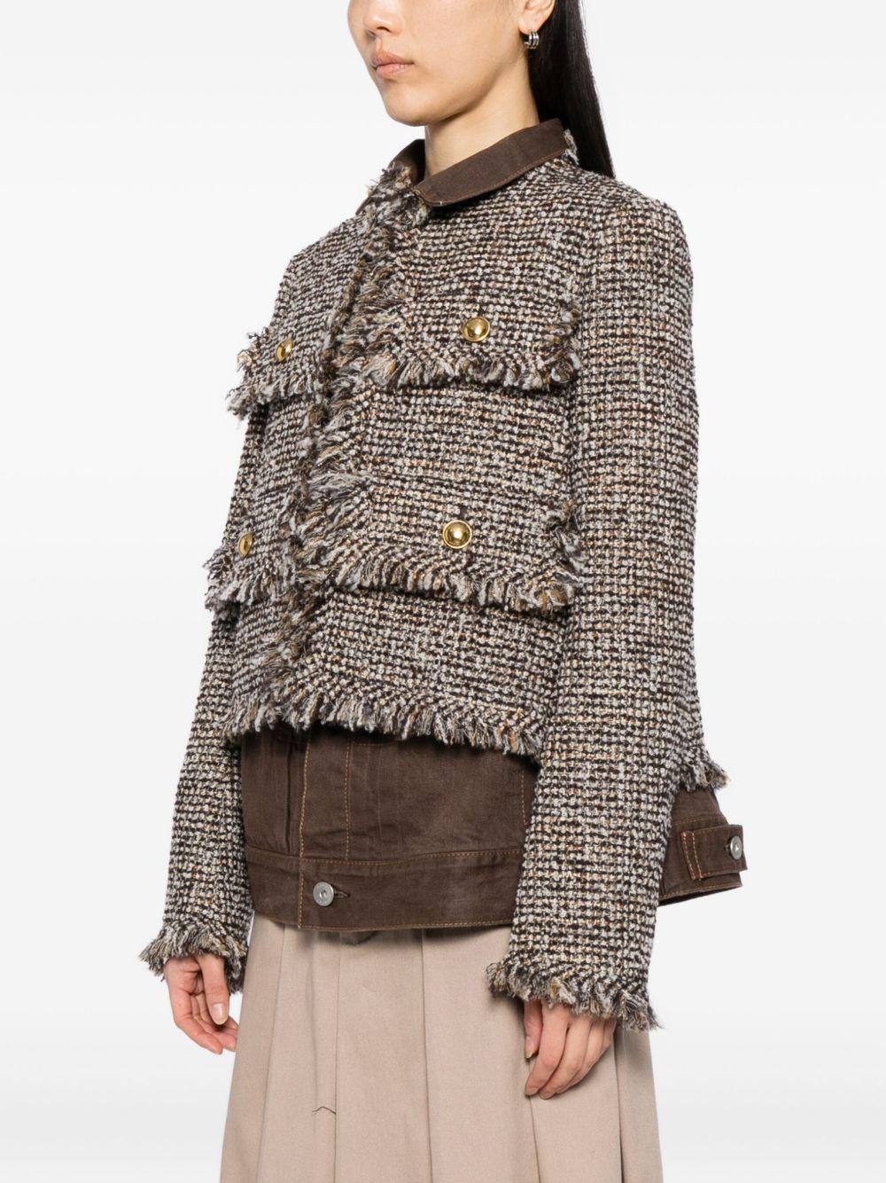 Tweed Denim Jacket 2508045 601 BROWN SACAI