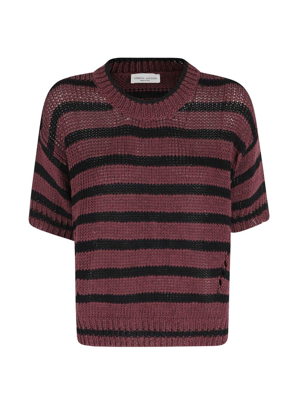 T - Shirt Righe Marrone 261FXA42021 76 COCCIO NERO ROBERTO COLLINA