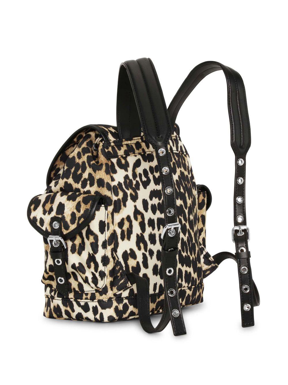 Leopard Small Nylon Bucky Backpack A6617 943 LEOPARD GANNI