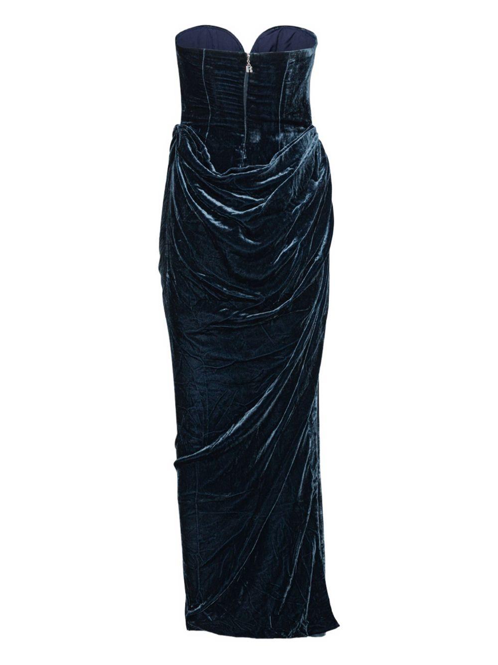 Silk Velvet Slit Midi Dress Dark Blue 1149211192 1192 GRAPHITE ROTATE
