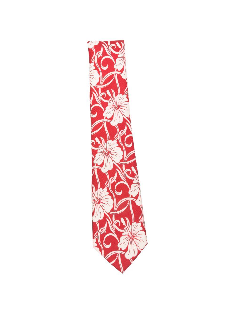 Cravate Hibiscus Monogramme KTI002SE028 RED DROLE DE MONSIEUR