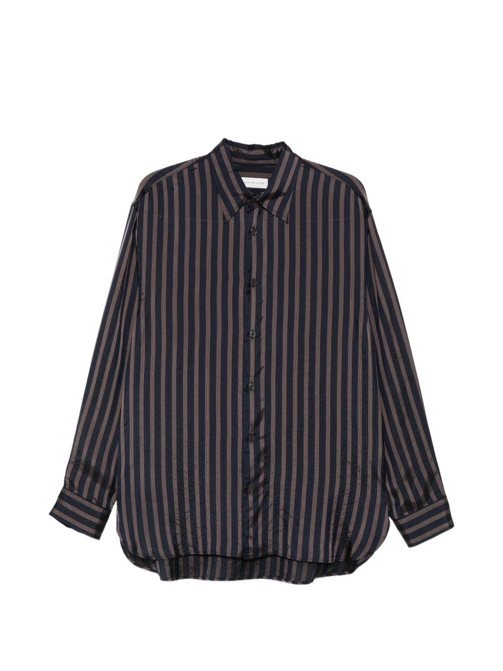 Stripe cupro shirt CROOM3276 509 NAVY DRIES VAN NOTEN