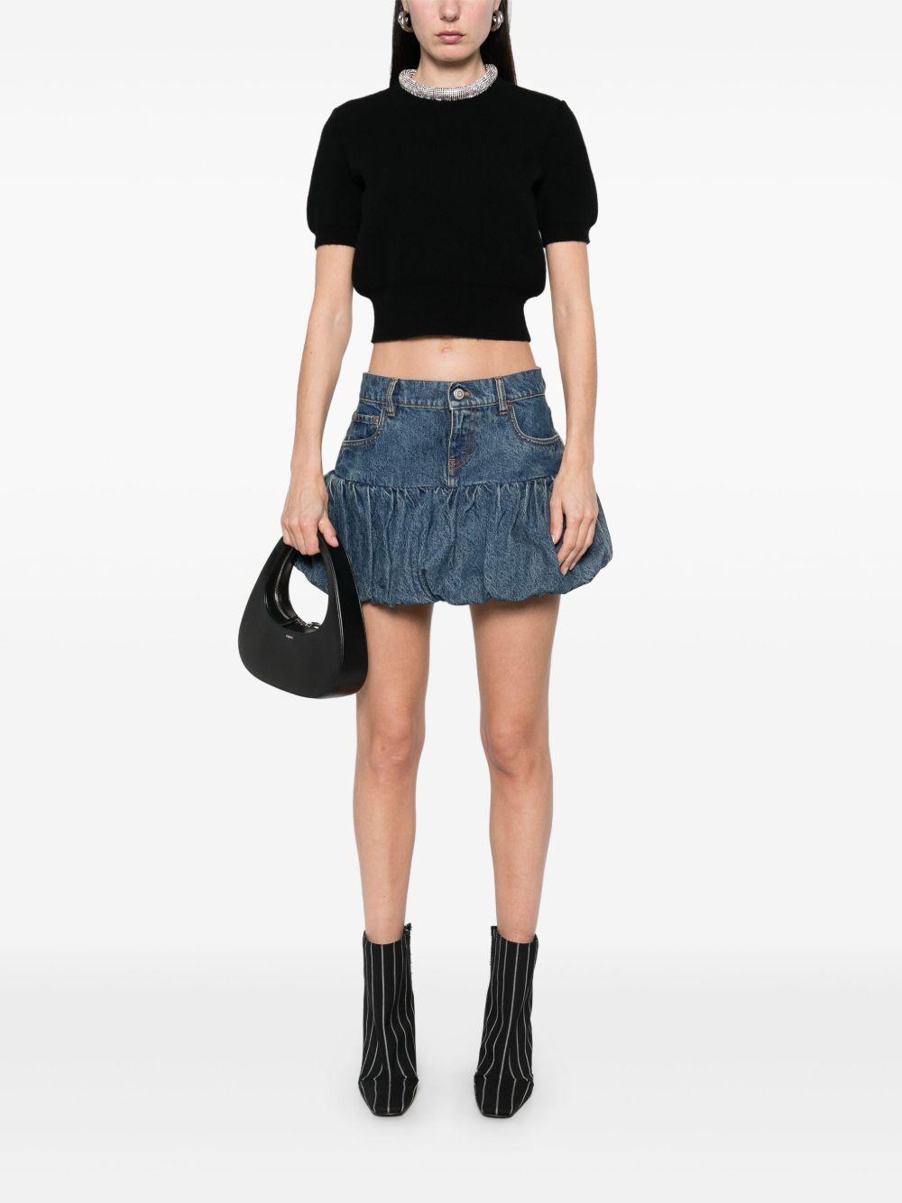 Gathered Hem Denim Mini Skirt COPJ76F2014 BLUE VINTAGE COPERNI