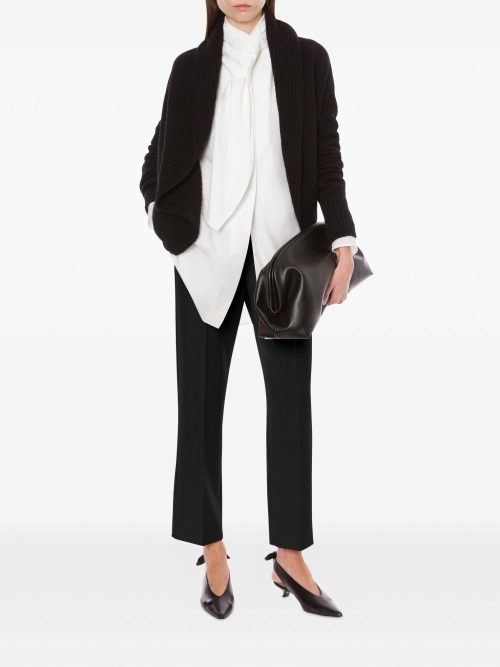 Camicia in popeline di cotone con nodo alla cravatta 252U02216628 0001 BIANCO ALBERTA FERRETTI