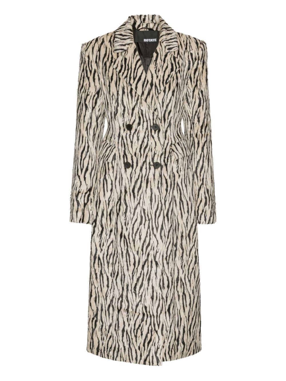 Printed Faux Fur Coat 115047858 858 EGRET COMB ROTATE