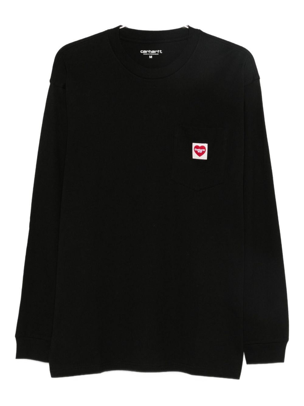 L/S Pocket Heart T-Shirt<BR/> I035300 1V2XX BLACK RED CARHARTT WIP