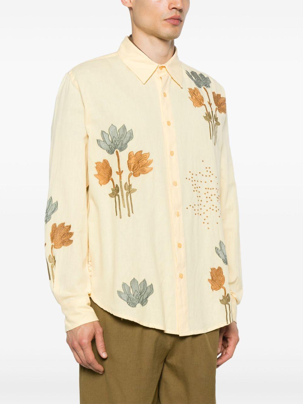 Camicia con ricamo B6D0019 201M BANANA AMARANTO