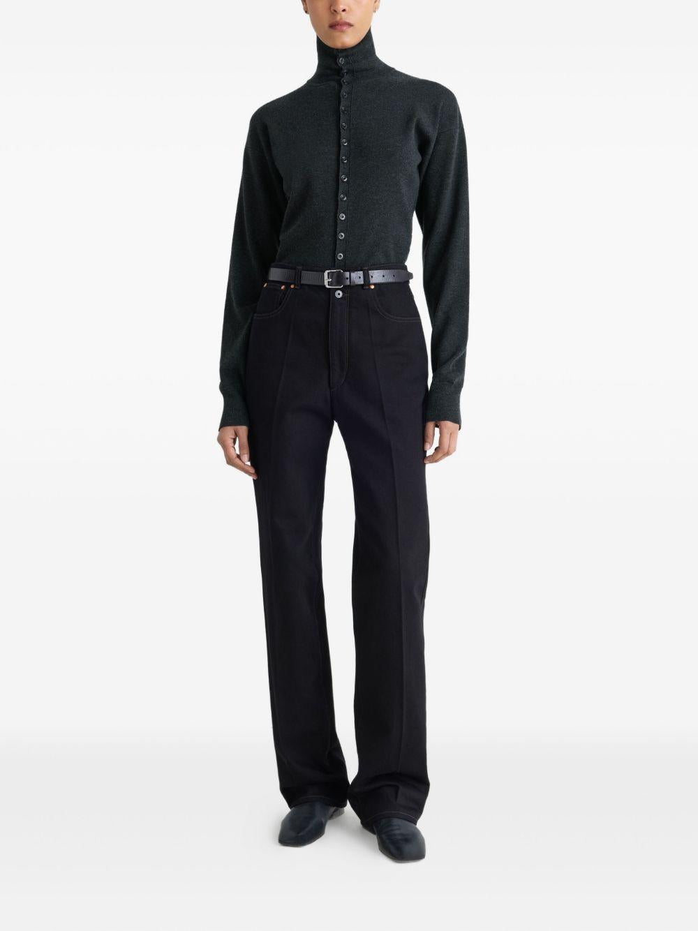 Buttoned Fitted Cardigan - Fine Wool TO1431LK1045 BK981 ANTRACITE MELANGE LEMAIRE