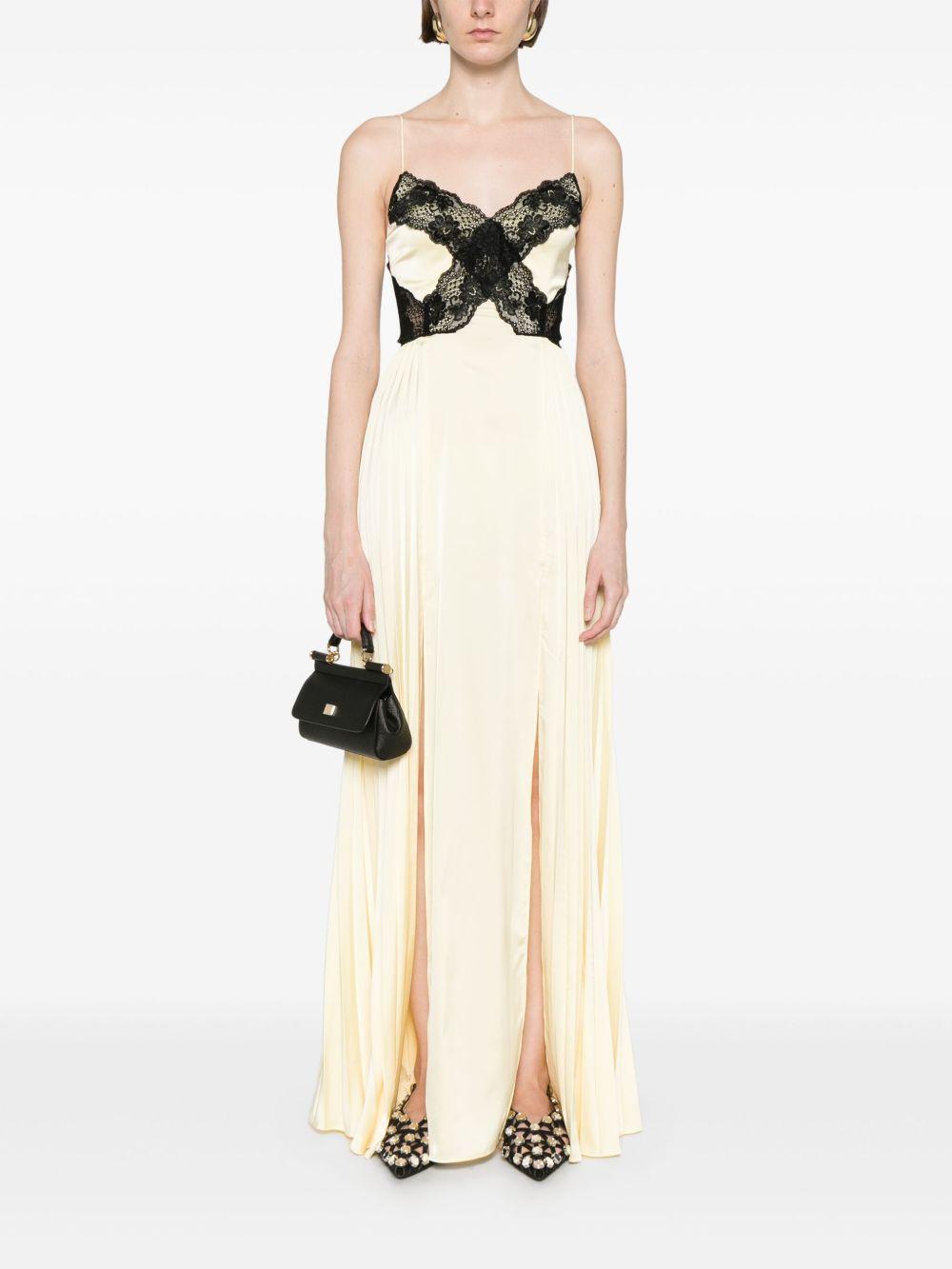 Satin lace maxi dress SS25039XY YELLOW SELF-PORTRAIT
