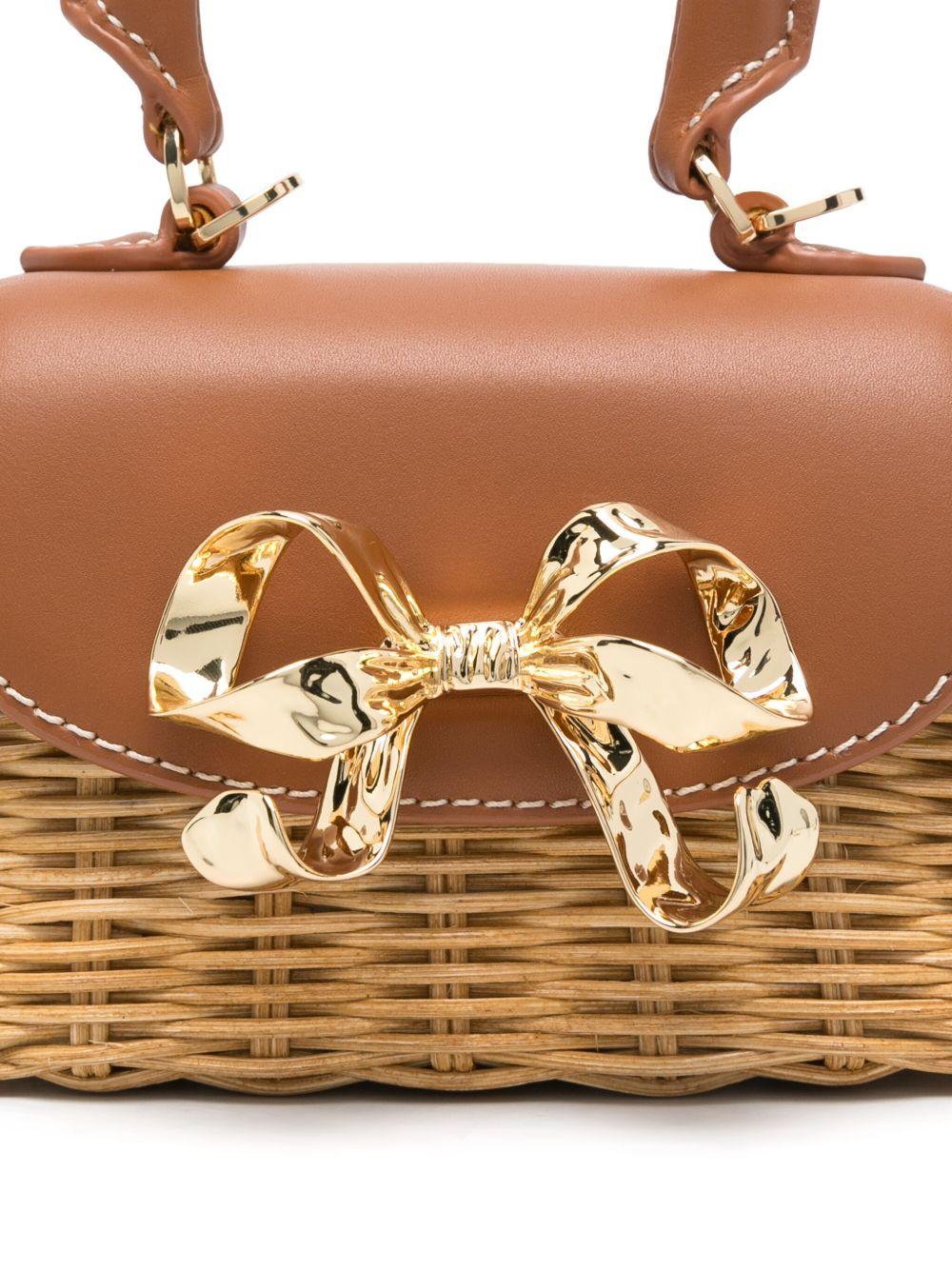 Rattan Micro Bow Bag PF25303BR BROWN SELF-PORTRAIT