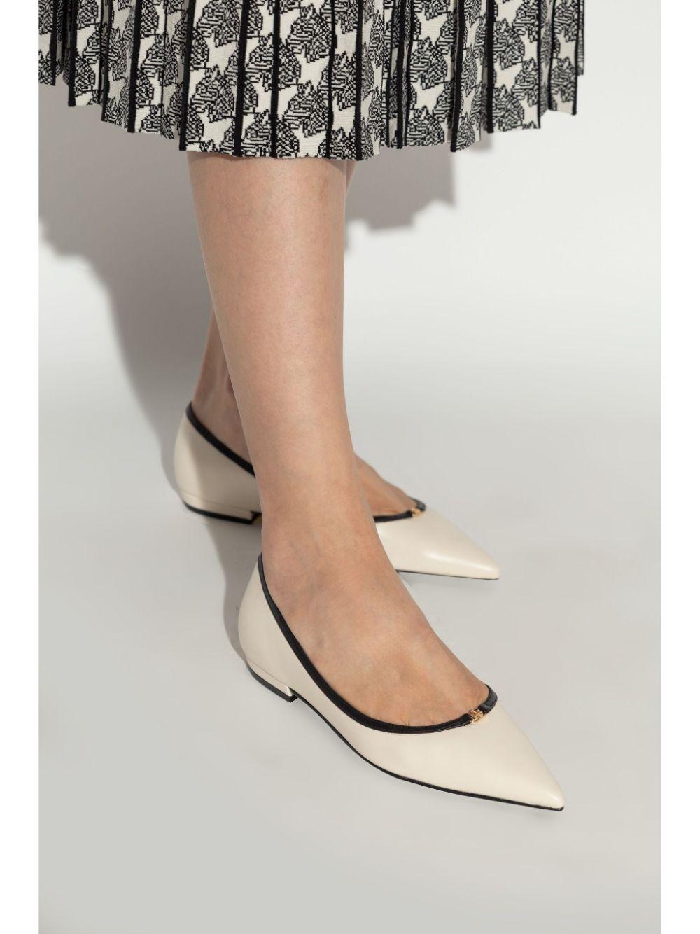 Ballerine con placca Double T 155739 100 LIGHT CREAM TORY BURCH