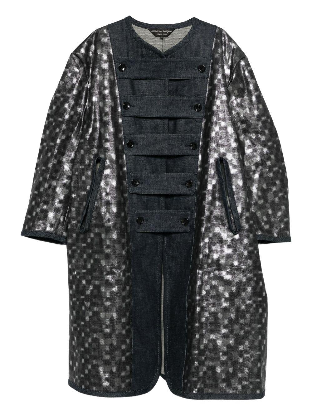 Denim Mixed Fabric Coat PPC007051 BLACK SILVER INDIGO COMME DES GARCONS HOMME PLUS
