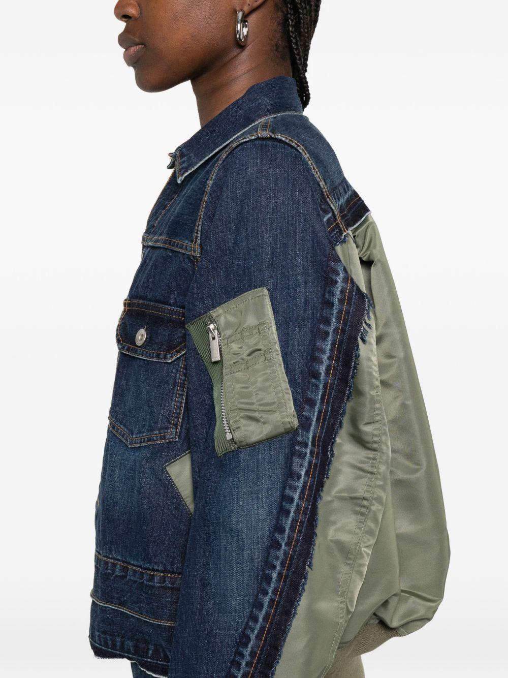 Giacca denim con design patchwork SCW307 401 BLUE SACAI