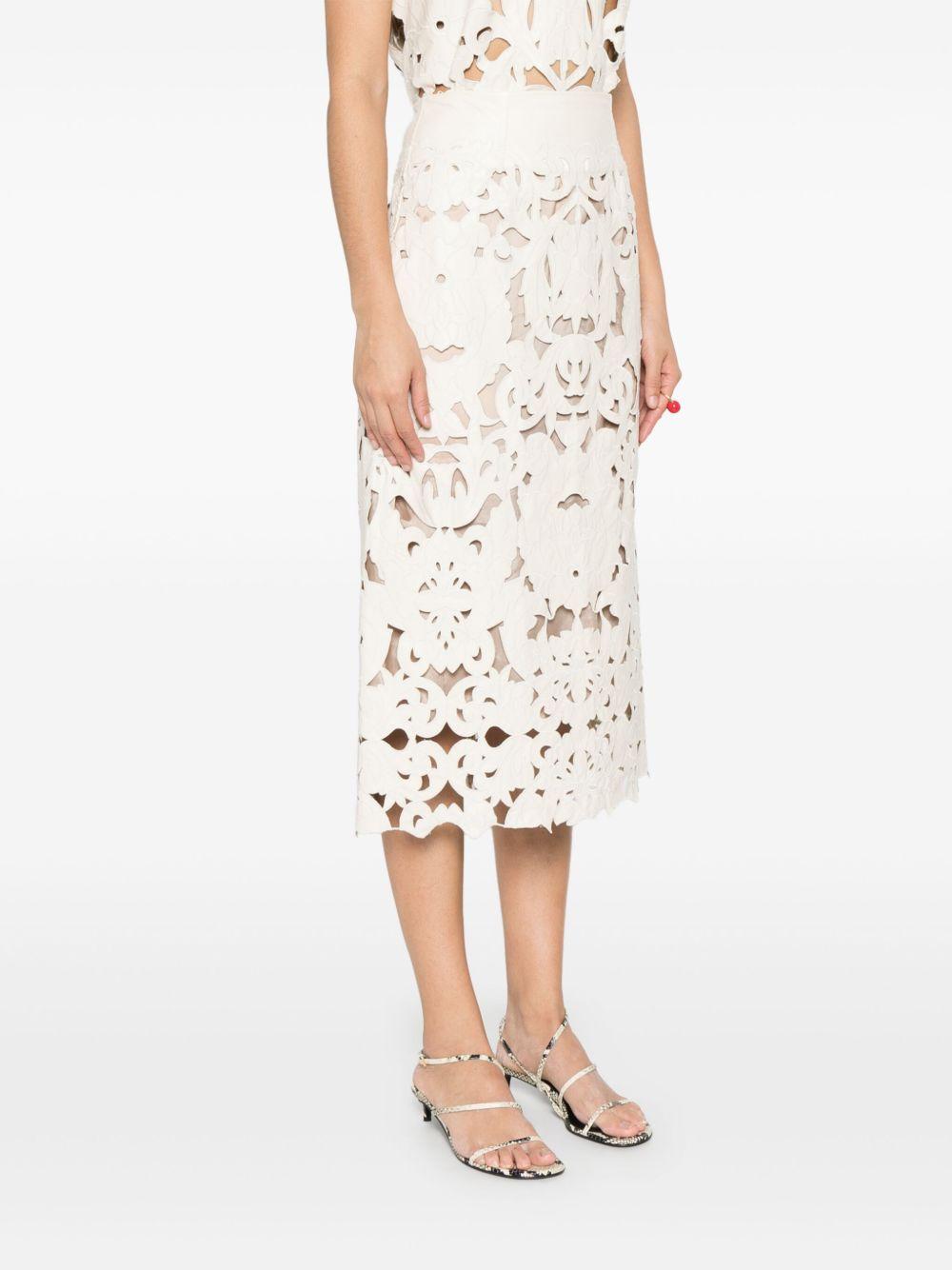 Gonna in pelle con ricamo "Poetic Orchid"<BR/> 13801 ORCHIDEA FORTE FORTE