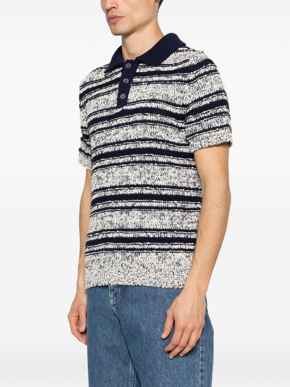Polo in maglia mouliné a righe B9AB0045 436 NAVY AMARANTO