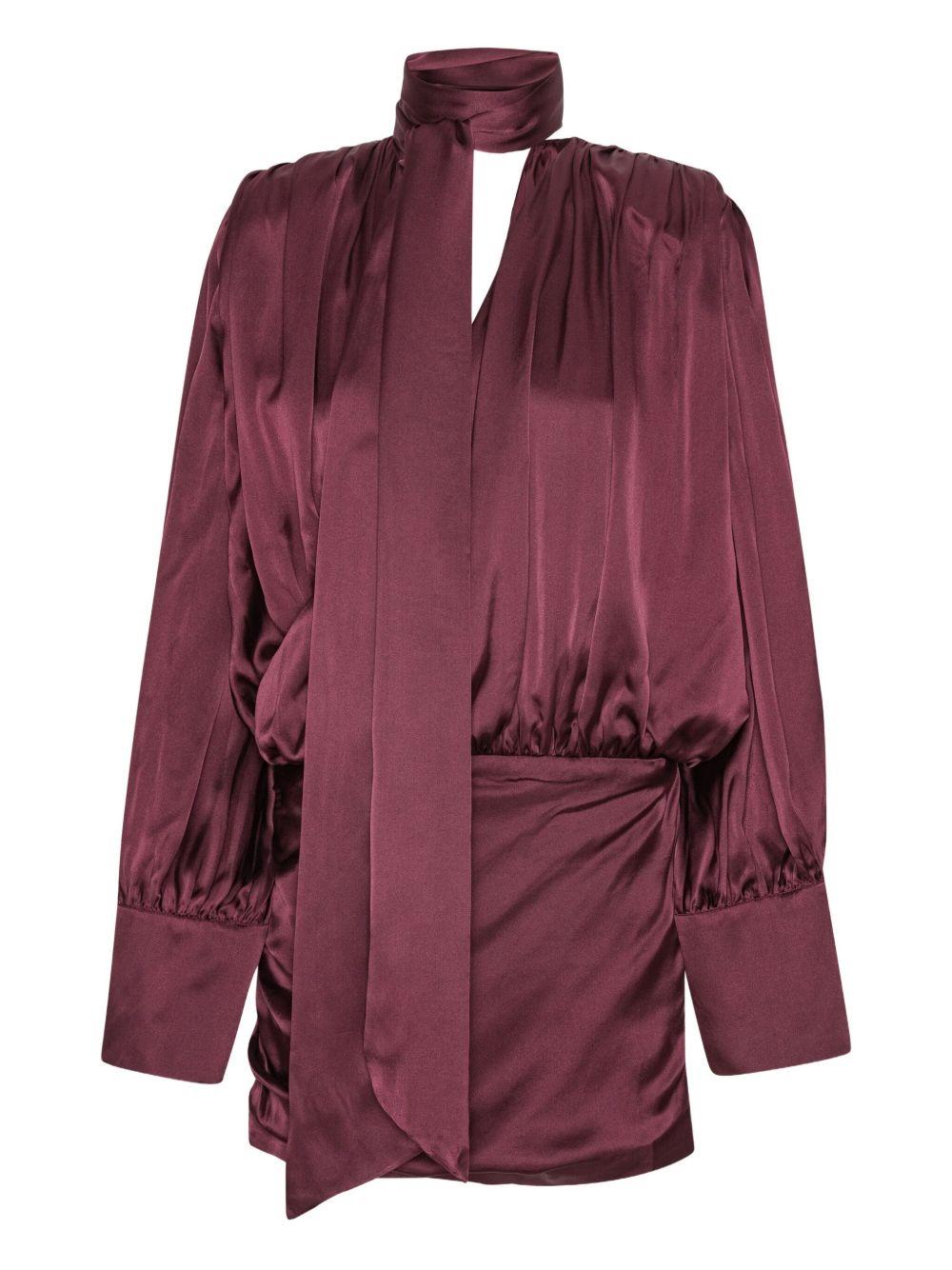 LS Silk V-Neck Dress Burgundy 1146532734 2734 ZINFANDEL ROTATE