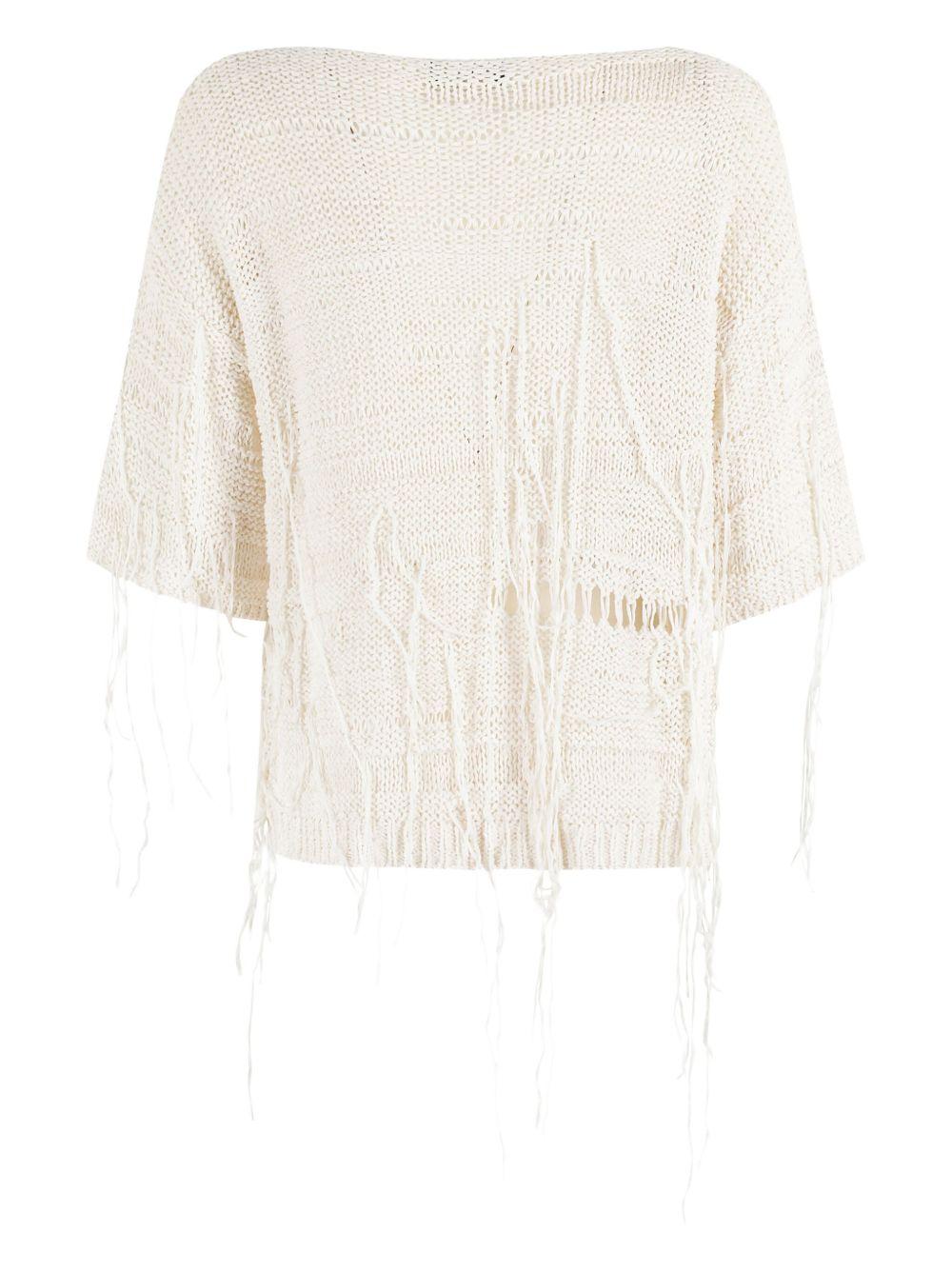 Maglia con frange B41321 02 ECRU ROBERTO COLLINA