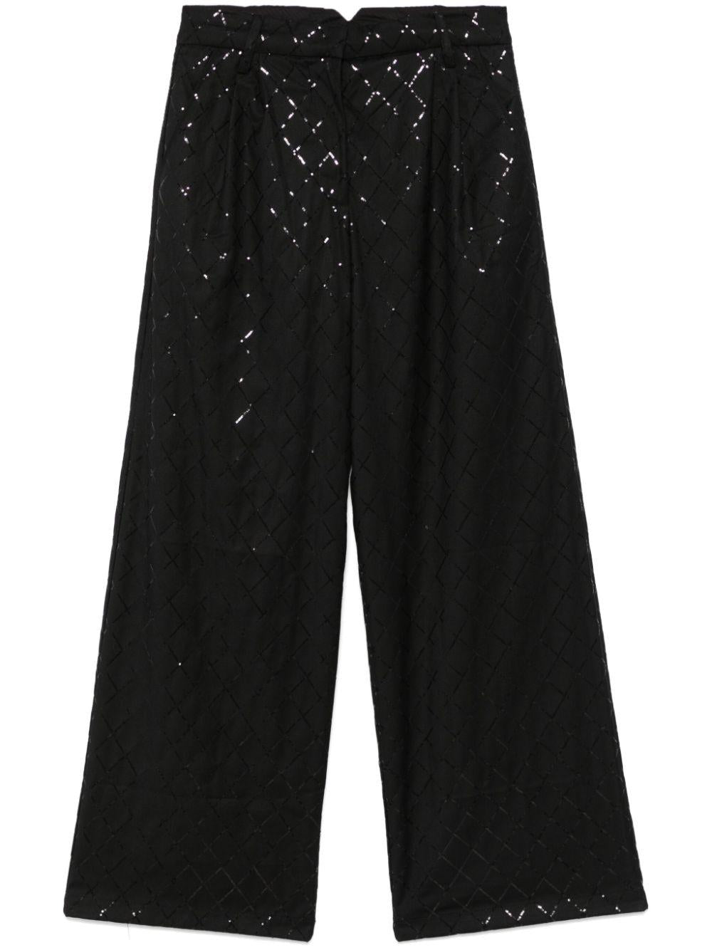 Pantaloni a gamba ampia con paillettes 113326100 100 BLACK ROTATE