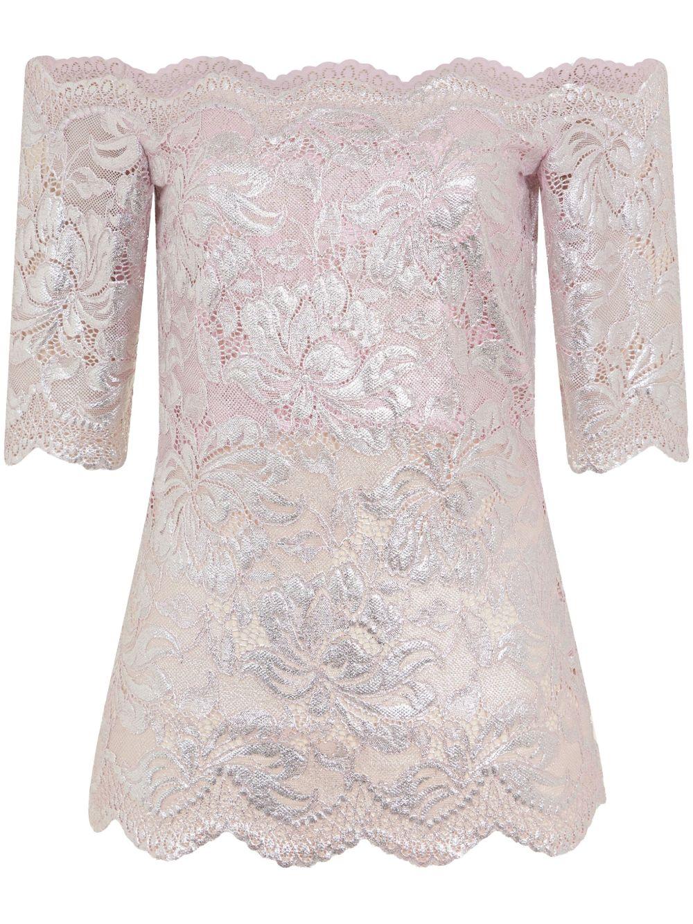 Blusa in pizzo floreale<BR/> 25EJTO097PA0244 M959 POWDER PINK SILVER RABANNE
