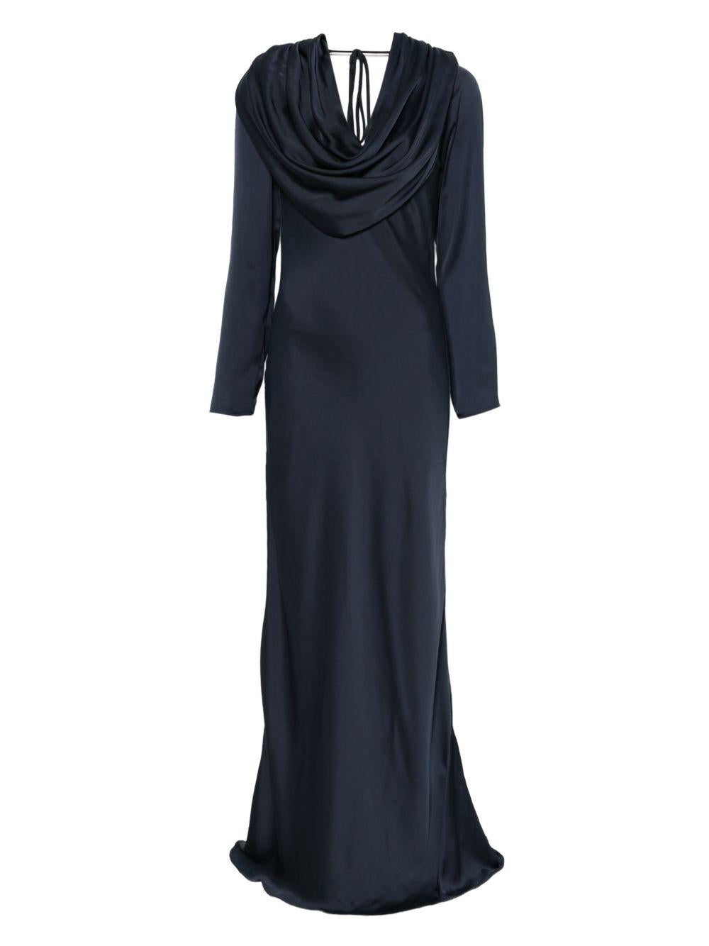 Satin Maxi Drapy Dress Dark Blue 1154392318 2318 SKY CAPTAIN ROTATE