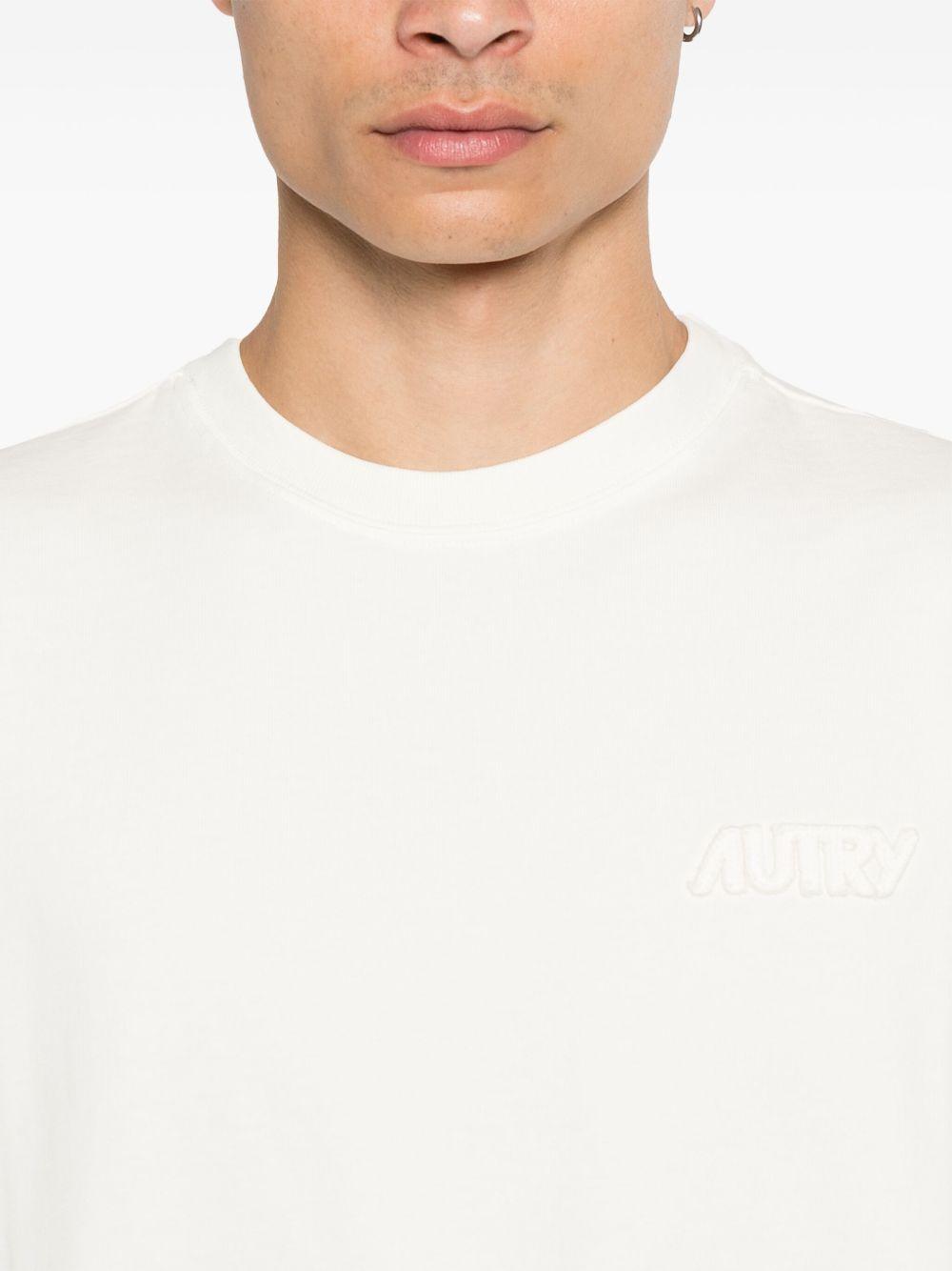 Tone-on-tone logo T-shirt<BR/><BR/> TSPX12OS CREAM AUTRY