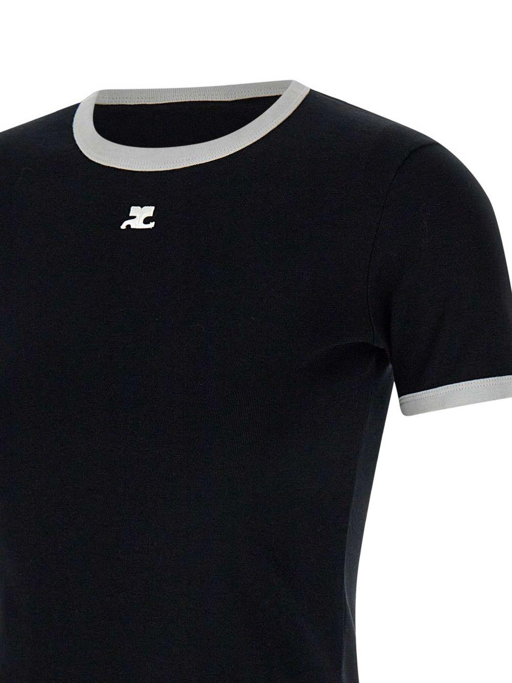 Signature Contrast T-shirt VESJTS017JS0070 0098 WHITE BLACK COURREGES
