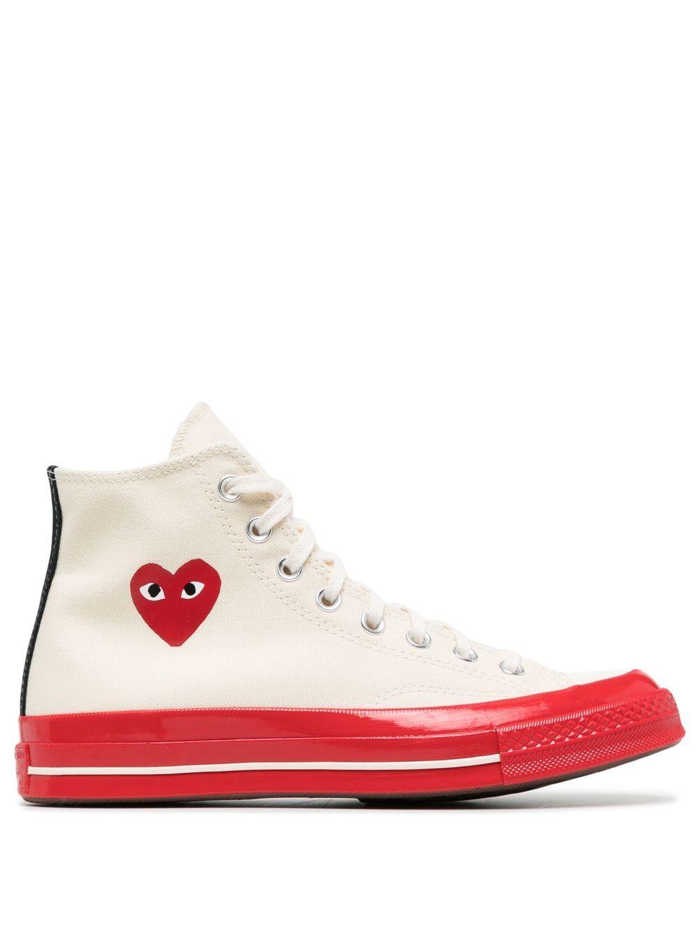 P1K124 2 WHITE COMME DES GARCONS PLAY X CONVERSE