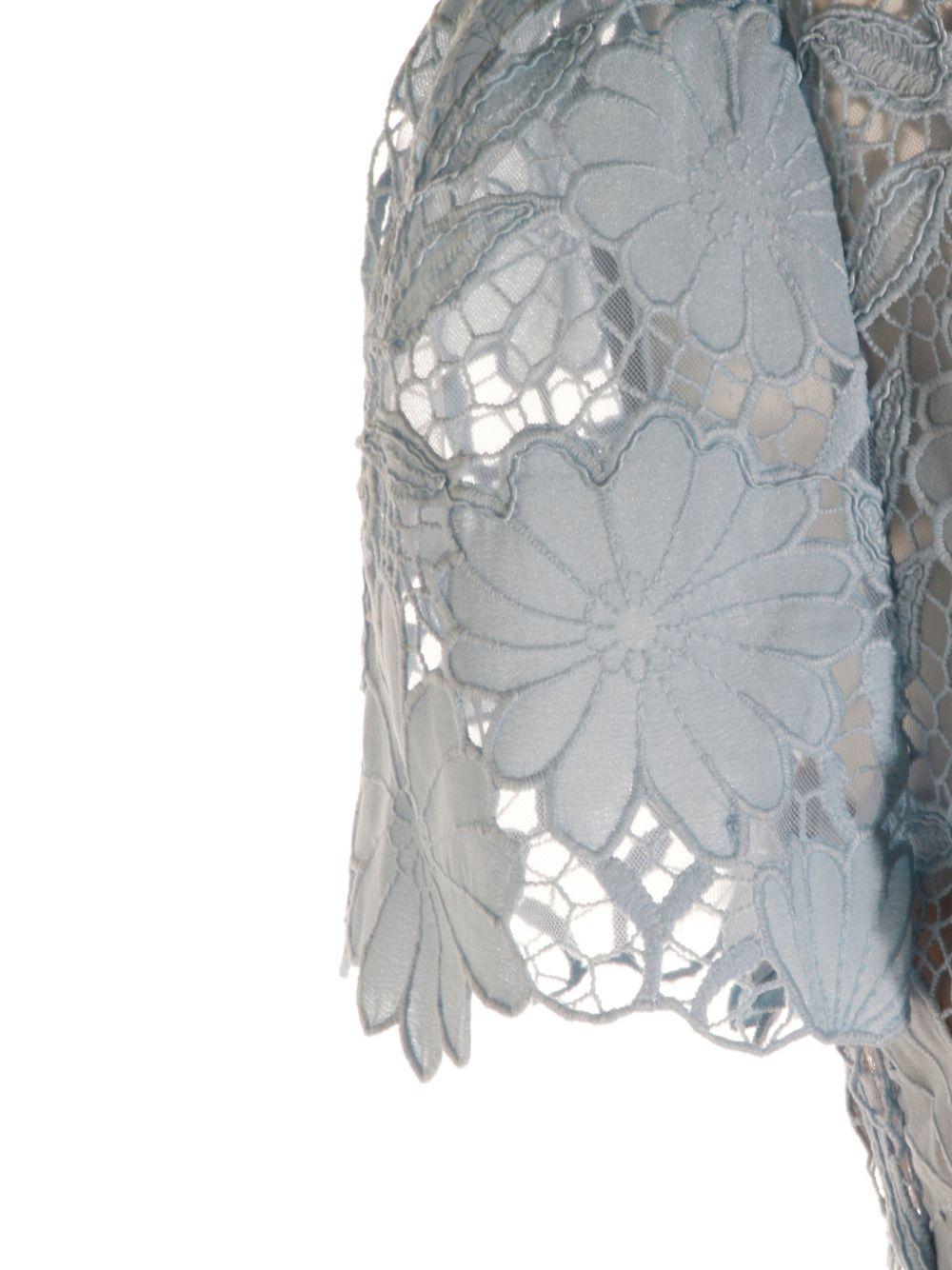 Abito midi blu in pizzo con fiocco al collo PF26111MBL BLUE SELF-PORTRAIT