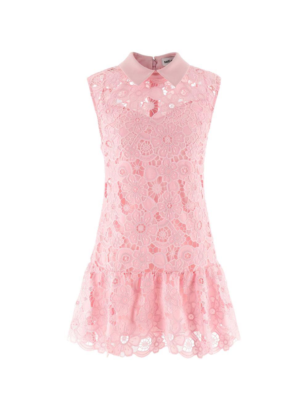 Pink Lace Collared Mini Dress SS26164SAP PINK SELF-PORTRAIT