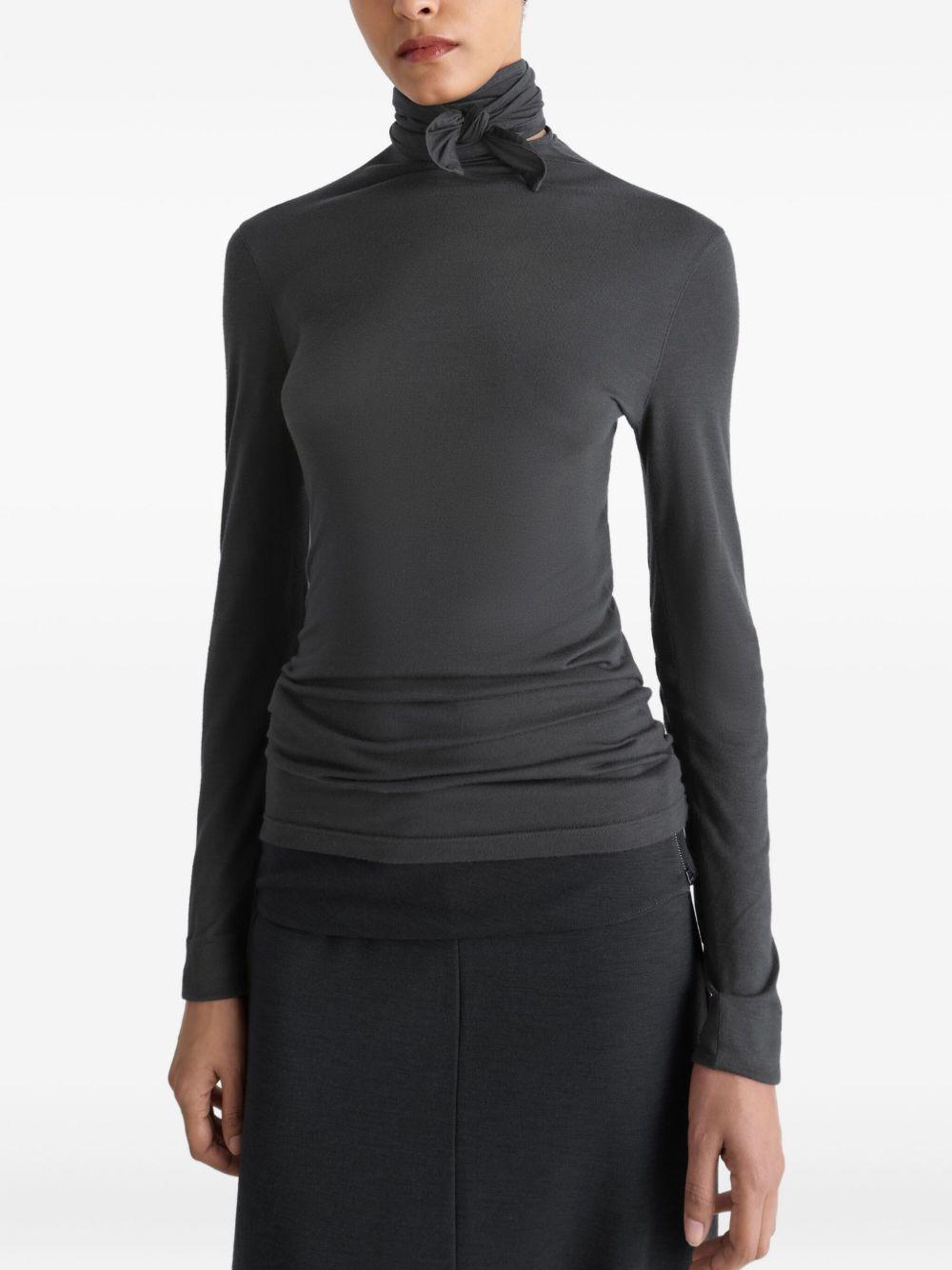 Foulard Top with Patches - Viscose & Silk Jersey TO1469LJ1039 BK996 COAL LEMAIRE