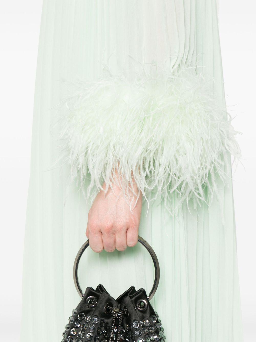 Abito midi in chiffon verde menta con piume<BR/> PF25108MG GREEN SELF-PORTRAIT