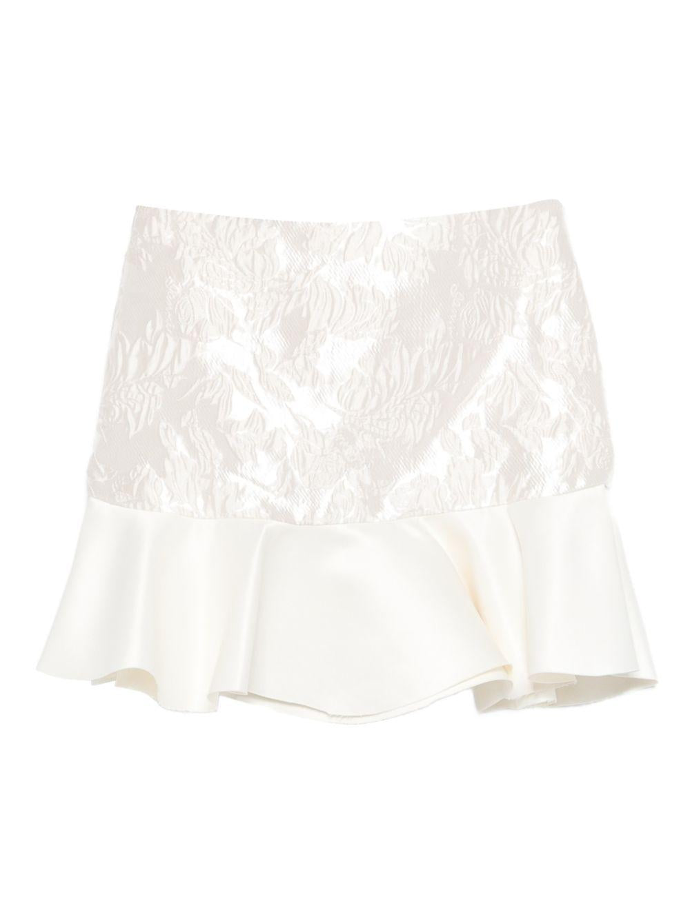 Satin Cloque Mini Skirt A1090086 135 EGRET GANNI