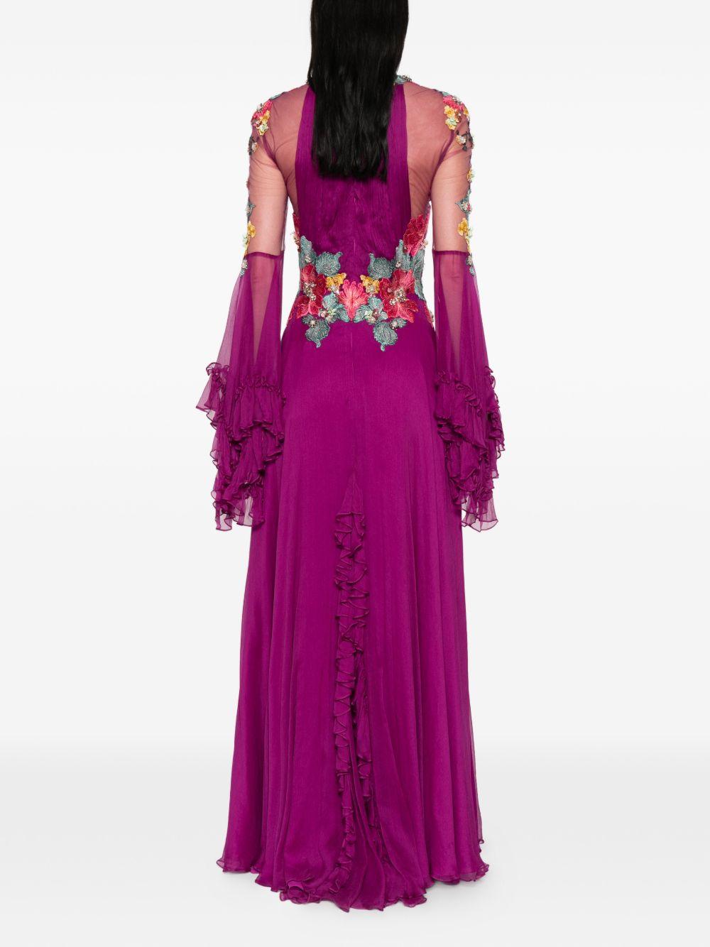 Zilara Crinkle Silk Chiffon Gown PS2660 BERRY FUCHSIA COSTARELLOS