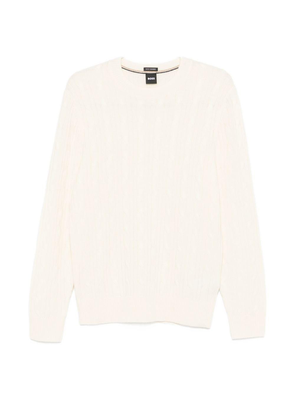 Maglia in Lana Cashmere 50549975 01 OPEN WHITE BOSS