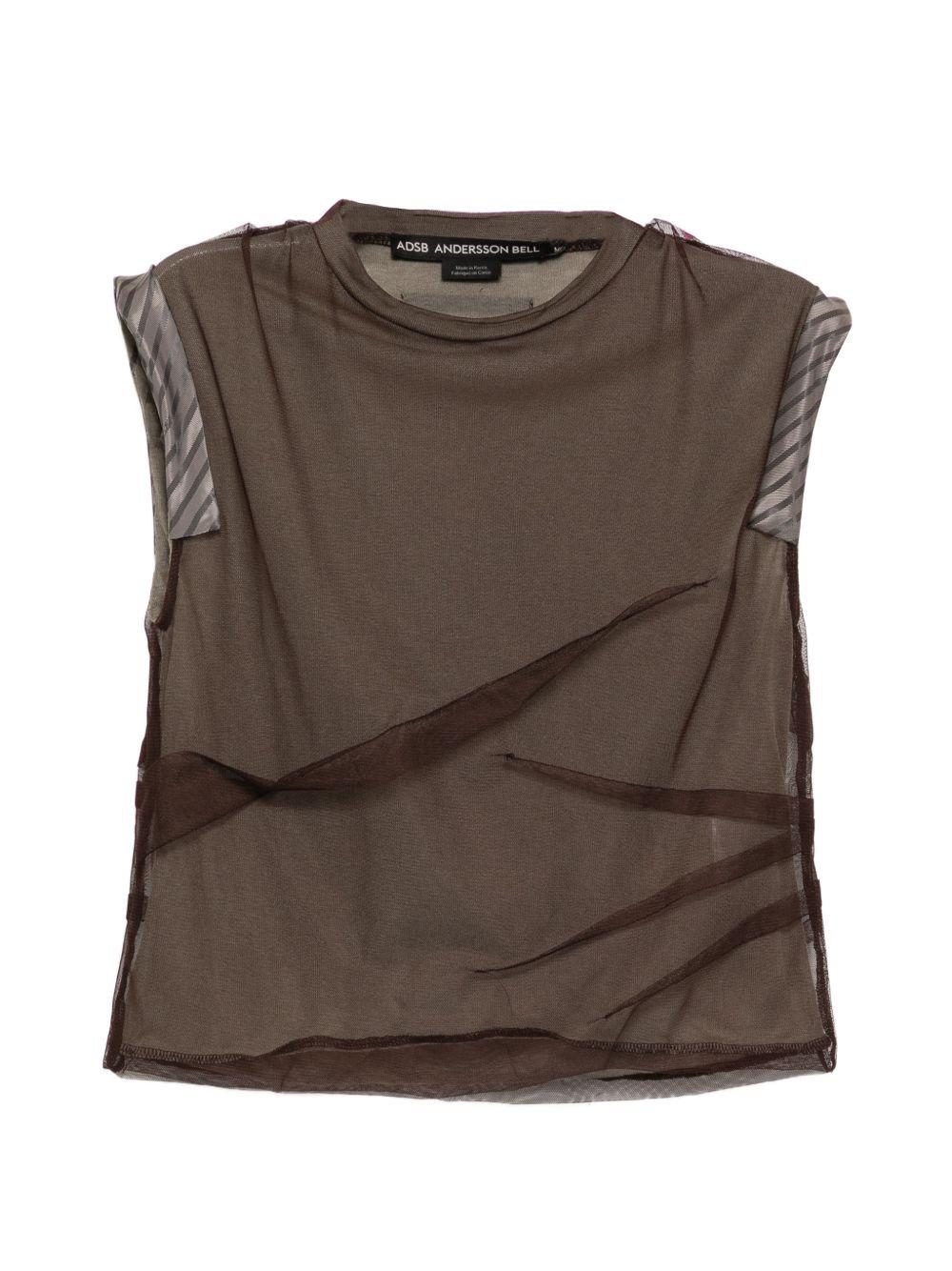 Layered Mesh Tuck & Dart Top ATB1522W BROWN ANDERSSON BELL