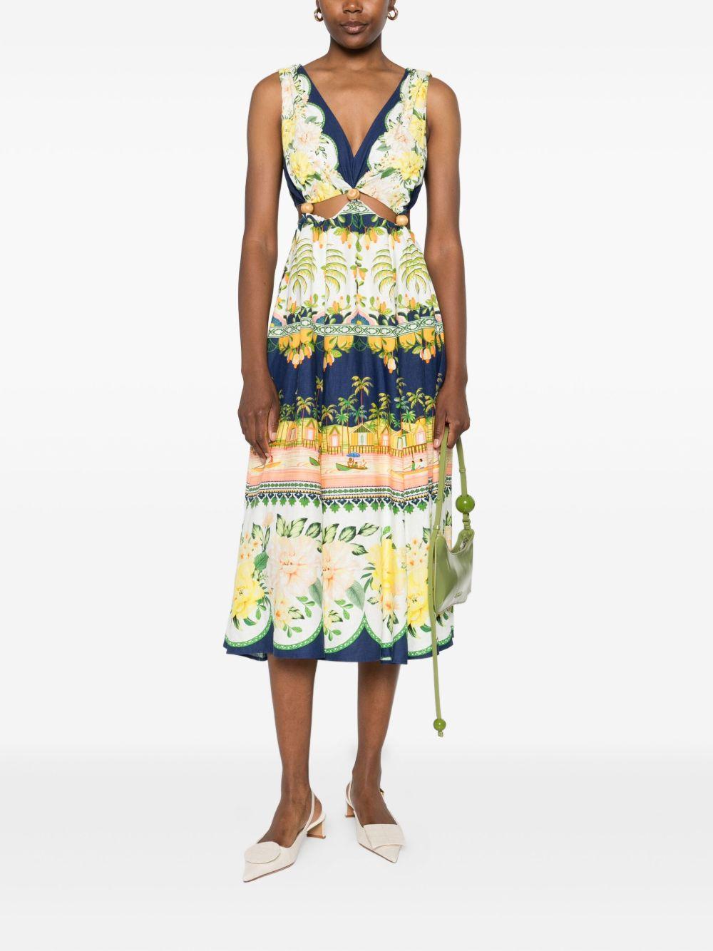 Amazon Garden Cream Midi Dress 336283 25001 AMAZON GARDEN FARM RIO