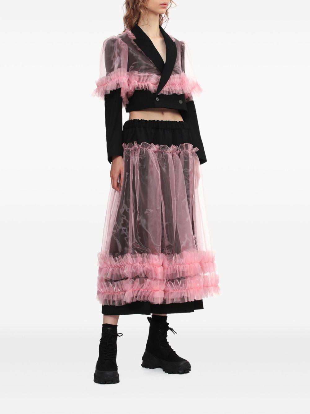 Tulle overlay cropped blazer - Pink/Black 3PJ003051 BLACK PINK NOIR KEI NINOMIYA