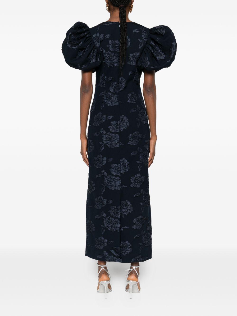 Jacquard Midi Puff Dress Dark Blue 1151172318 2318 SKY CAPTAIN ROTATE