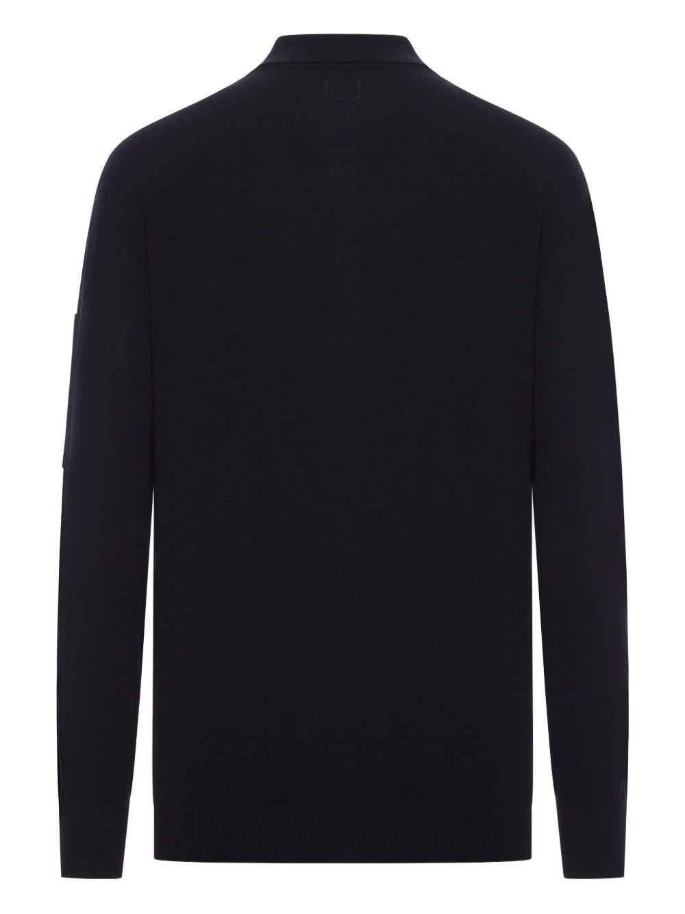 Extrafine Merino Wool Polo Sweater 19CMKN038A005528A 999 BLACK CP COMPANY