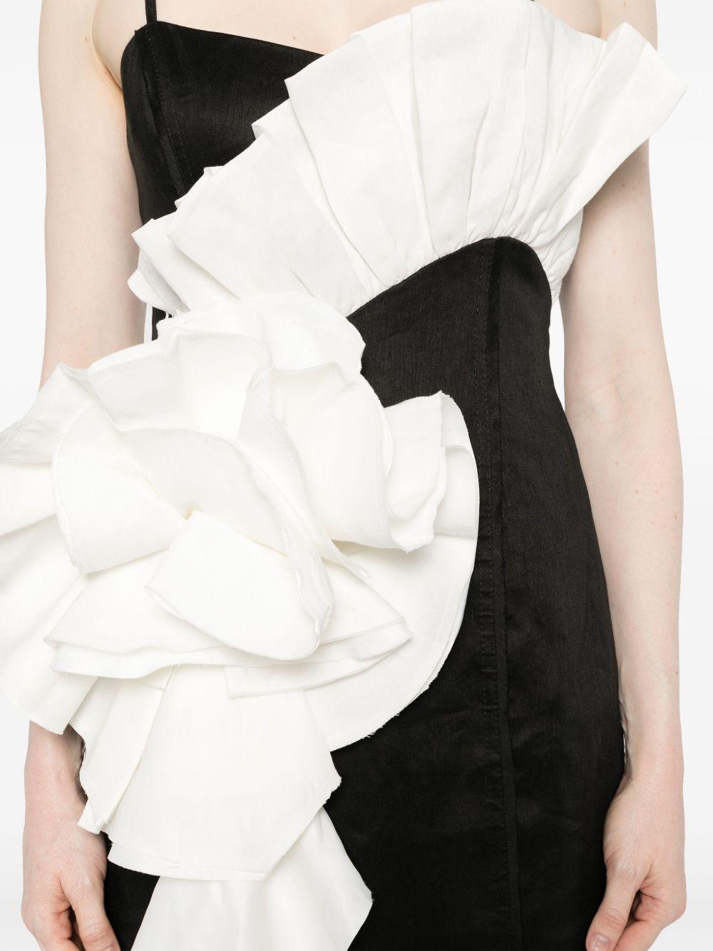 Parallels Spiral Midi Dress 24SS5309 BLACK IVORY AJE