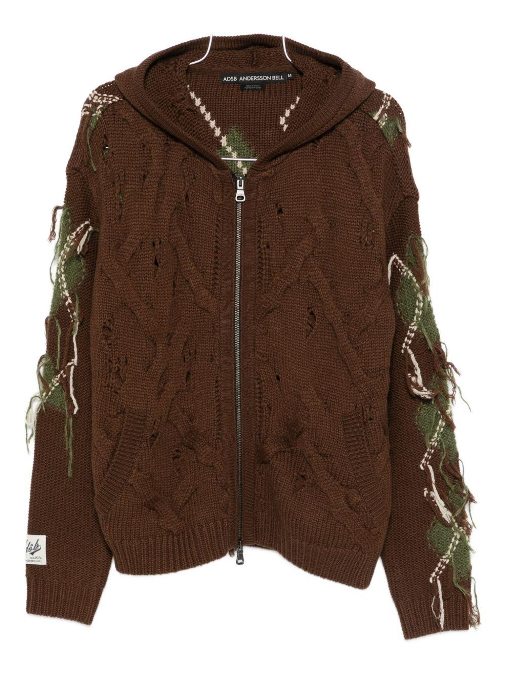 Unisex Argyle Fisherman Hood Zip-Up ATB1347U BROWN ANDERSSON BELL