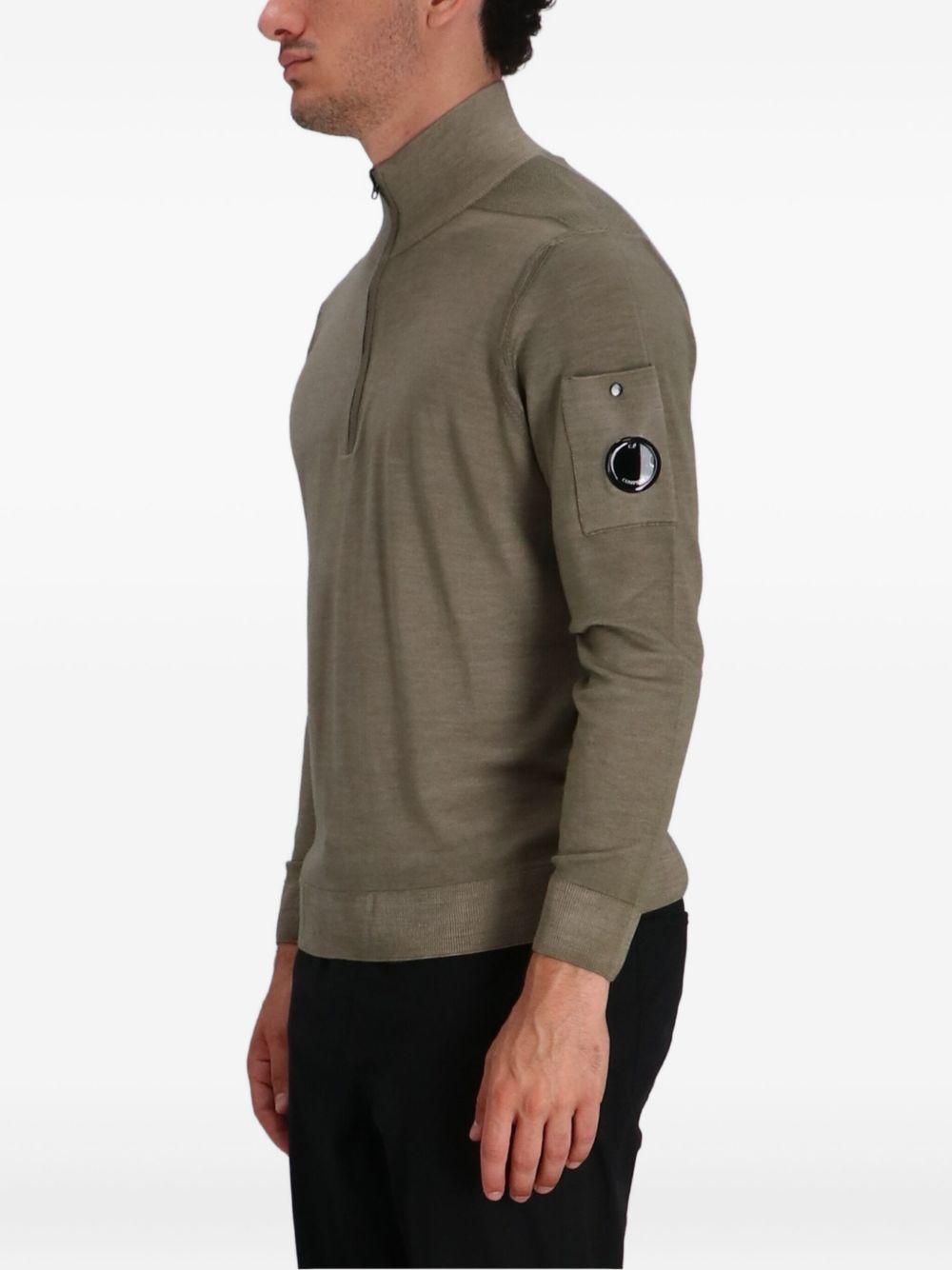 Merino Wool Half Zip Sweater 19CMKN025A003247F 356 FALLEN ROCK CP COMPANY