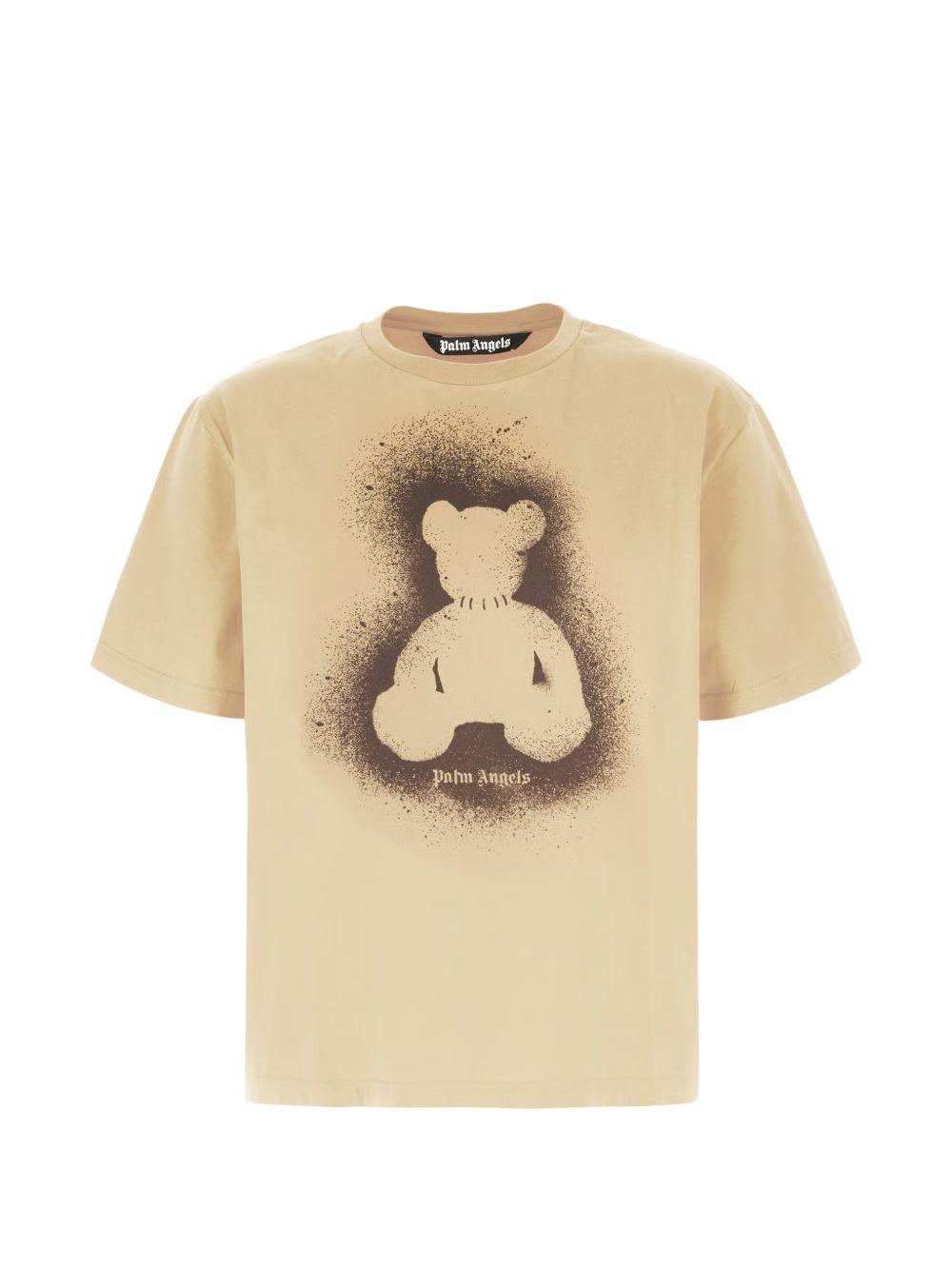 Spray Bear T-Shirt PMAA109S26JER001 6160 BEIGE BROWN PALM ANGELS