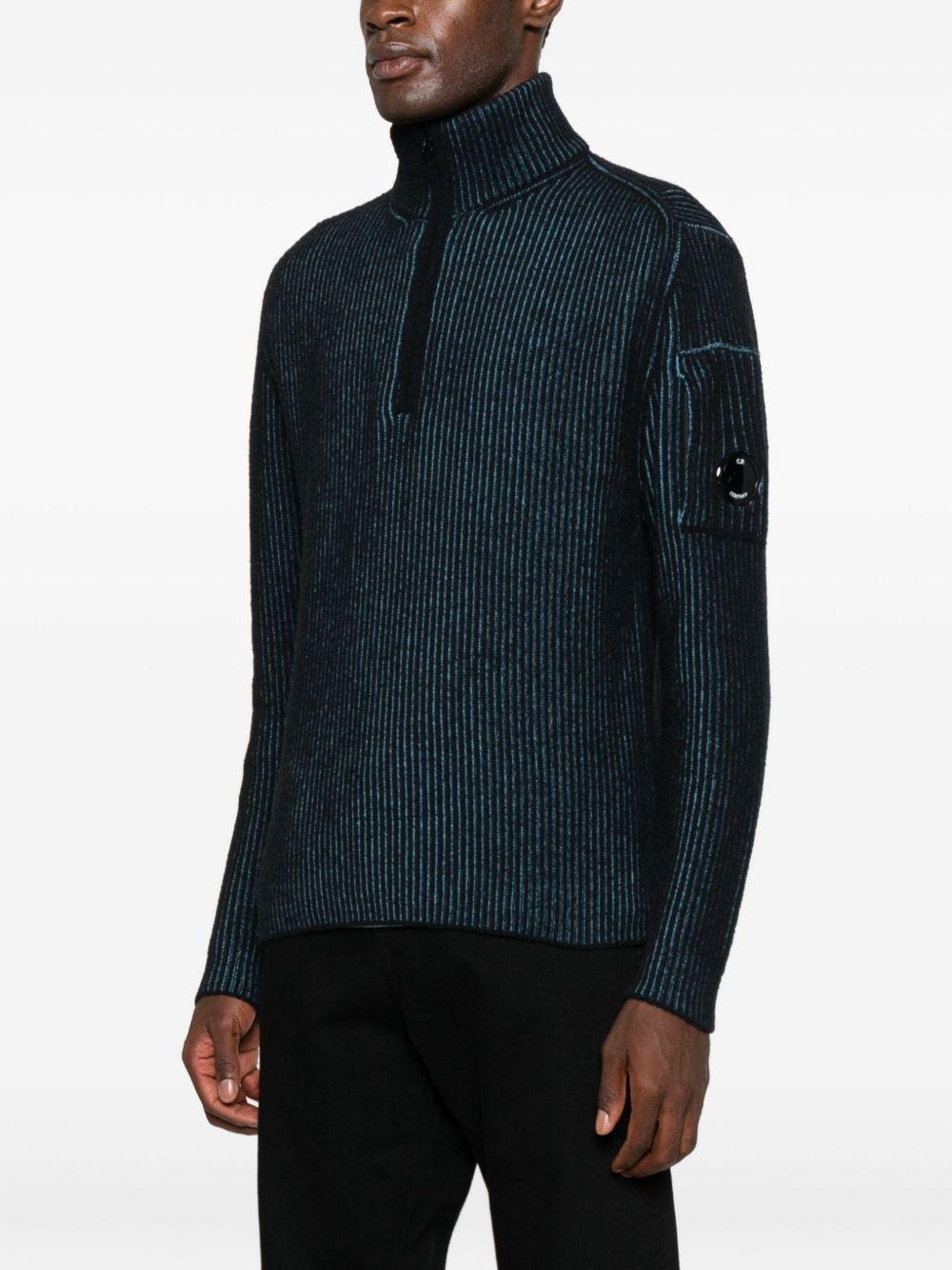 Fleece Knit Hooded Full Zip Sweater 19CMKN257A006170A 815 AEGEAN BLUE CP COMPANY