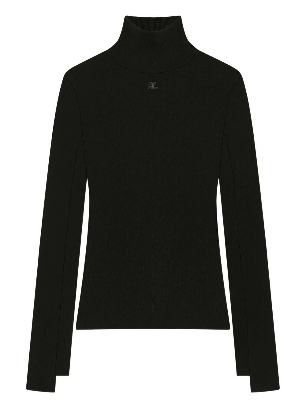 Interlock Mockneck Sweater 425MPU260FI0001 9999 BLACK COURREGES